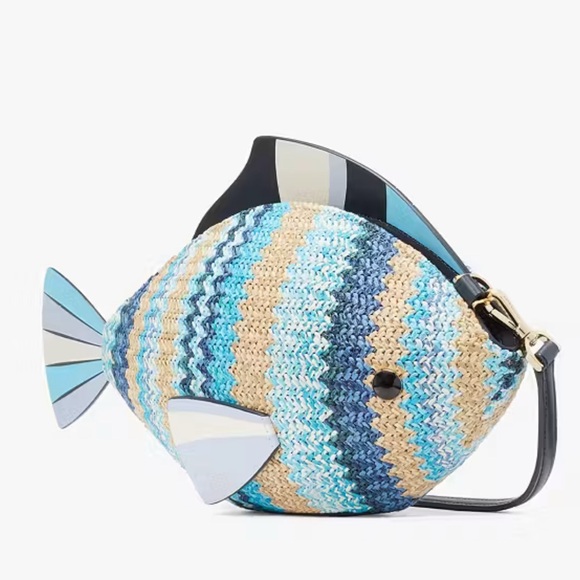 Kate Spade What A Catch 3D Fish Crossbody Purse ~ Woven Novelty Handbag ~ 3d Bag - Picture 7 of 8